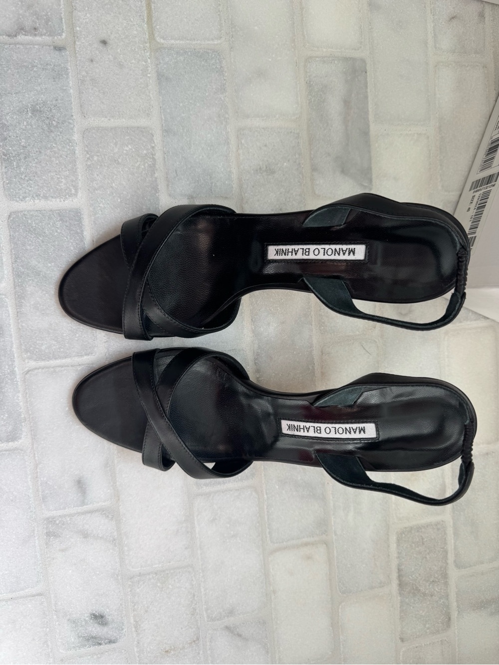 Manolo Blahnik Black Leather Callasli heel - Picture 10 of 12